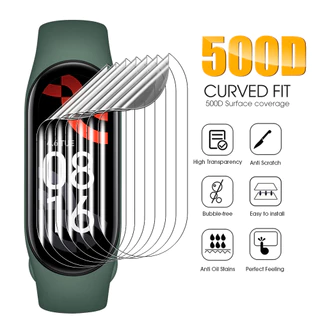 HD Hydrogel ฟิล์มป้องกันหน้าจอสําหรับ For Xiaomi Mi Band 10 9 8 7 6 5 4 3 คลุมทั้งหมดป้องกันฟิล์มสําหรับ for Xiaomi Smart Band 9 Pro / 8 Pro / 7 Pro