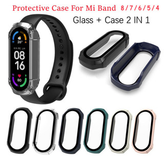 เคสกระจก PC ป้องกันหน้าจอ สําหรับ Xiaomi Mi band 8 7 5 6 4 NFC Smart Watchband Cover