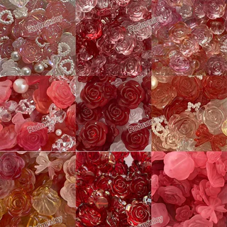 กรอบรูป ไข่มุกเทียม กุหลาบ สีชมพู สีแดง เครื่องประดับ สําหรับตกแต่งเคสโทรศัพท์ DIY 20 กรัม 40 กรัม ต่อถุง