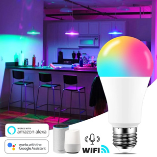 หลอดไฟอัจฉริยะ WiFi E27 RGBCW 100-240V LED ควบคุมผ่านแอพ รองรับ Alexa Google Home Alice