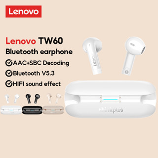 Lenovo TW60 หูฟังบลูทูธไร้สาย พร้อมไมโครโฟน ลดเสียงรบกวน 300mAh 5.3 สําหรับเล่นเกม