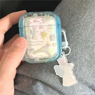 เคสหูฟัง ลายกระต่ายสายรุ้งน่ารัก สําหรับ apple airpod 1 2 3 pro 2nd