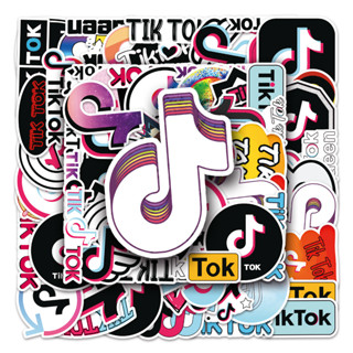 สติกเกอร์ กันน้ํา ลายแอป Tiktok แบบสร้างสรรค์ สําหรับติดตกแต่งรถยนต์ จํานวน 50 ชิ้น