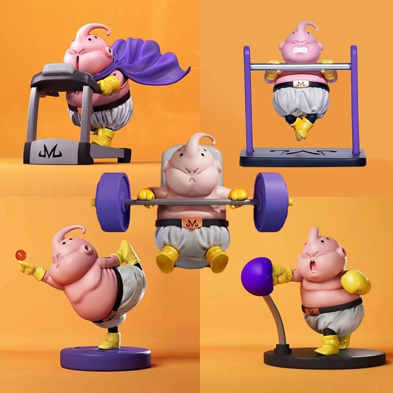 โมเดล Dragon Ball Majin Buu Fitness Series Yoga Dumbbell Horizontal Bar Cycling Buu art toys ดราก้อน