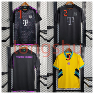 เสื้อกีฬาแขนสั้น ลายทีมชาติฟุตบอล Bayern Munich 23-24 ชุดเยือน สีดํา ไซซ์ S-XXL