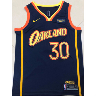 เสื้อกีฬาบาสเก็ตบอล ปักลาย Golden State Warriors 30 Stephen Curry OAKLAND สีกรมท่า สําหรับผู้ชาย 2021