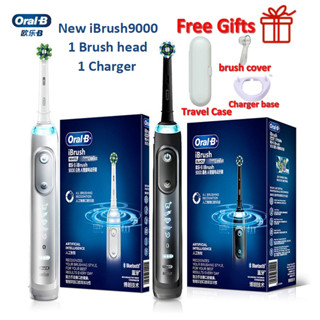 Oral B Electric iBrush 8000/9000 แปรงสีฟันไฟฟ้า ตรวจจับตําแหน่ง 5/6 เทคโนโลยีบลูทูธ แหวนอัจฉริยะ ทําความสะอาด เหนือกว่า แบบชาร์จไฟได้