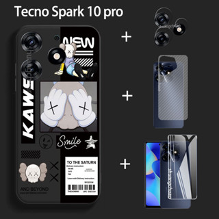 4in1 ฟิล์มกระจกนิรภัยกันรอยหน้าจอ ลายนักบินอวกาศ สําหรับ Tecno spark 10 pro