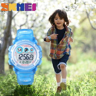 SKMEI นาฬิกาข้อมือ นาฬิกาสำหรับเด็ก ดิจิทัล LED 50Mกันน้ำ มัลติฟังก์ชัน สำหรับเด็ก ของขวัญ
