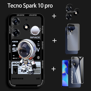 Tecno spark 10 pro เคสและกระจกนิรภัยกันรอยหน้าจอ ลายนักบินอวกาศ สําหรับโทรศัพท์มือถือ 4in1