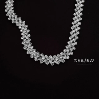 DREJEW สร้อยคอโช้คเกอร์ ประดับเพชร เต็มรูปแบบ เรียบง่าย ญี่ปุ่น เกาหลี อิทธิพล ไม่ซ้ําใคร ไหปลาร้าโซ่ สร้อยคอแฟชั่น สร้อยคอ