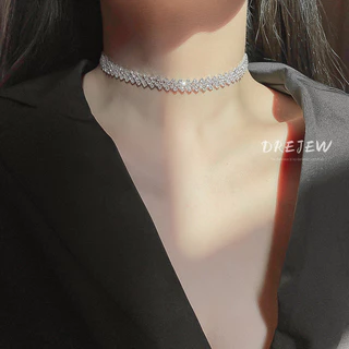 DREJEW สร้อยคอโช้คเกอร์ ประดับเพชร เต็มรูปแบบ เรียบง่าย ญี่ปุ่น เกาหลี อิทธิพล ไม่ซ้ําใคร ไหปลาร้าโซ่ สร้อยคอแฟชั่น สร้อยคอ