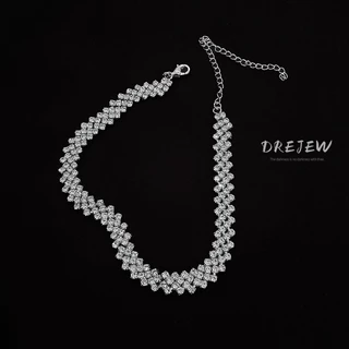 DREJEW สร้อยคอโช้คเกอร์ ประดับเพชร เต็มรูปแบบ เรียบง่าย ญี่ปุ่น เกาหลี อิทธิพล ไม่ซ้ําใคร ไหปลาร้าโซ่ สร้อยคอแฟชั่น สร้อยคอ