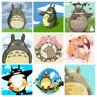 ภาพวาดสีน้ํามันดิจิตอลรูป Totoro Chinchilla ขนาด 20x20 ซมสําหรับเด็ก