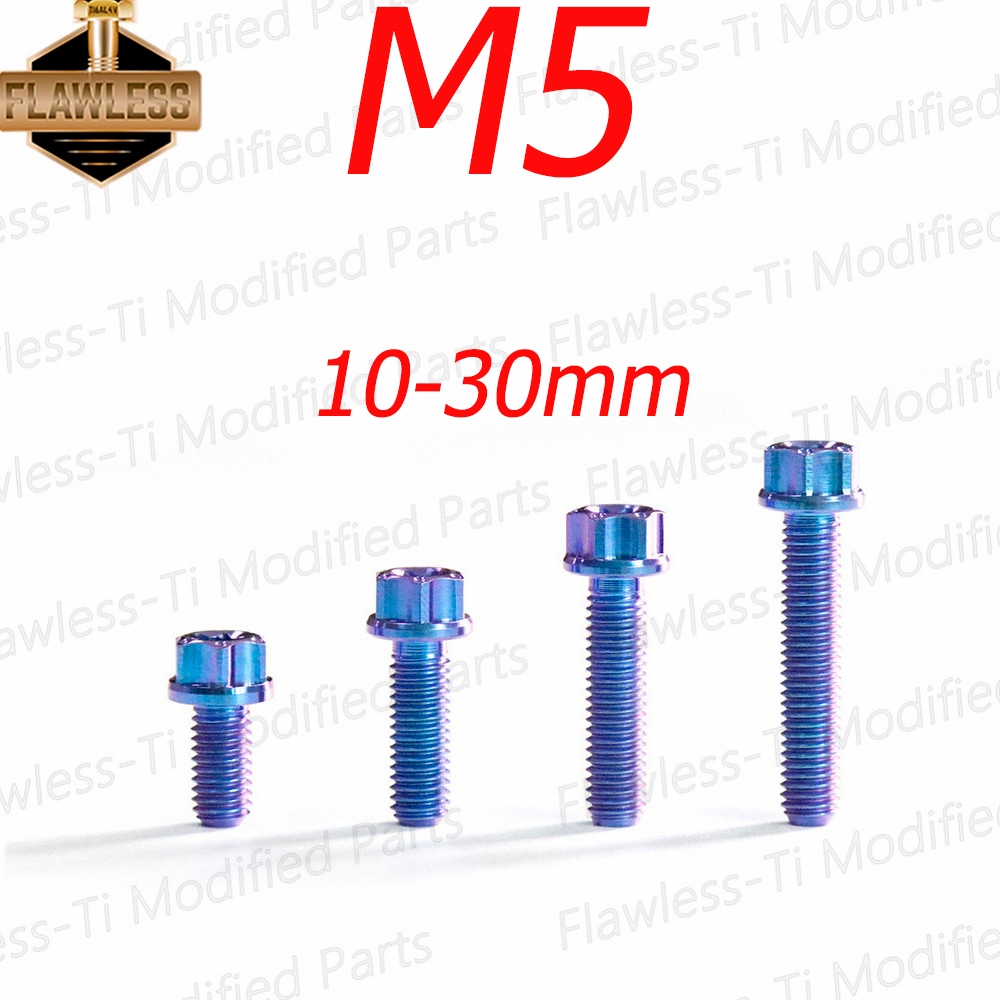 FLAWLESSTI M5×10-30 น๊อตไททาเนียม เกรด5 น็อตชุดสวิทช์แฮนด์ จานเซ็นเซอร์ ABS ฝาถังน้ำมัน (เบอร์ 8) Honda Forza 350 Giorno 125 Wave 125i PCX 160 Yamaha Xmax 300Tmax 560