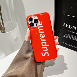 เคสโทรศัพท์มือถือแบบนิ่ม โปร่งแสง ลายการ์ตูนโลโก้ supreme สีแดง สําหรับ iPhone14 14pro 14promax iPhone13 13pro 13promax iPhone12 12pro 12promax iPhone11 11promax x xs xr