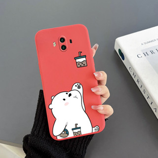 เคสโทรศัพท์มือถือ Tpu ขอบตรง ลายหมีชานม สีขาว สําหรับ Huawei Mate 10 Mate 10 PRO Mate 20 Mate 20 PRO Mate 20X 5g Y7 2019