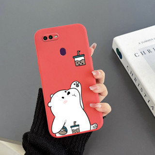 เคสโทรศัพท์มือถือ Tpu ขอบตรง ลายหมีชานม สีขาว สําหรับ Oppo A17 Oppo RENO 8T 4G Oppo A1pro Oppo A74 5G Oppo A77 Oppo A77S