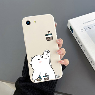 เคสโทรศัพท์มือถือ Tpu ขอบตรง ลายหมีชานม สีขาว สําหรับ OPPO A83 OPPO A54 4G OPPO A94 4G OPPO A93 4G OPPO A91 OPPO R9