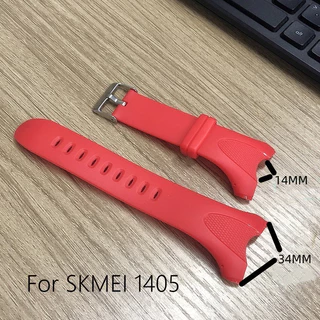 สายนาฬิกาข้อมือ หนัง PU นิ่ม กว้าง 34 มม. 14 มม. สีดํา เขียว แดง น้ําเงิน น้ําตาล สําหรับ Skmei 1025 1405