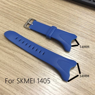 สายนาฬิกาข้อมือ หนัง PU นิ่ม กว้าง 34 มม. 14 มม. สีดํา เขียว แดง น้ําเงิน น้ําตาล สําหรับ Skmei 1025 1405
