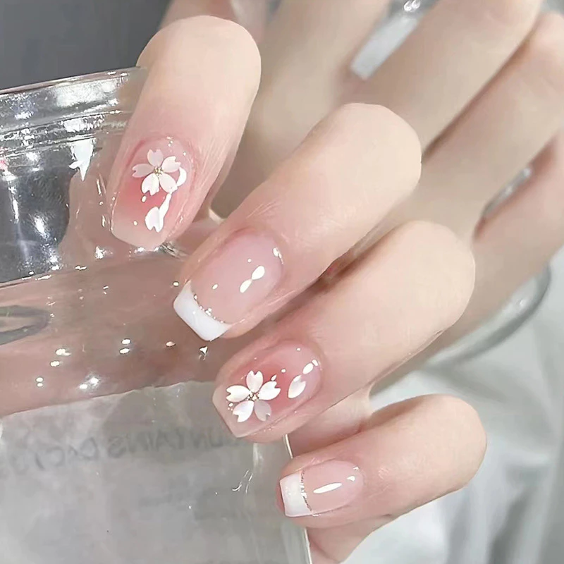 เล็บปลอม แบบยาว พร้อมกาวเจลลี่ สไตล์ฝรั่งเศส มี 24 ชิ้น thumbnail 9