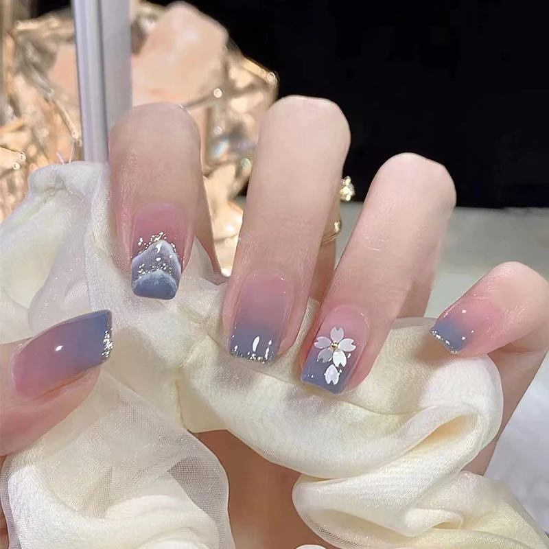 เล็บปลอม แบบยาว พร้อมกาวเจลลี่ สไตล์ฝรั่งเศส มี 24 ชิ้น thumbnail 6