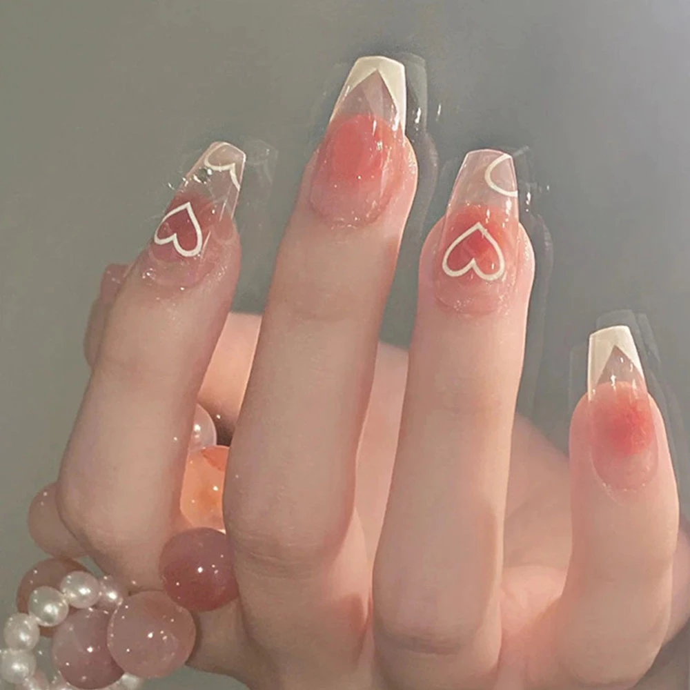 เล็บปลอม แบบยาว พร้อมกาวเจลลี่ สไตล์ฝรั่งเศส มี 24 ชิ้น thumbnail 4