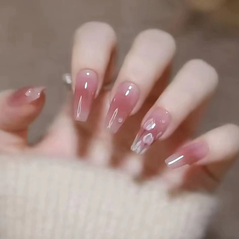 เล็บปลอม แบบยาว พร้อมกาวเจลลี่ สไตล์ฝรั่งเศส มี 24 ชิ้น thumbnail 10