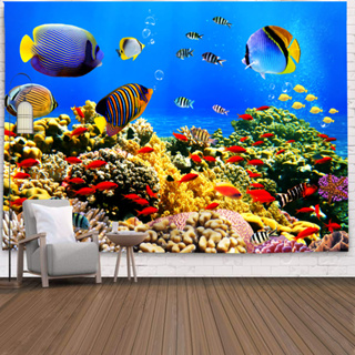 พรมแขวนผนัง ลาย Underwater World Landscape สไตล์นอร์ดิก สําหรับตกแต่งบ้าน ห้องนั่งเล่น ห้องนอน กลางแจ้ง