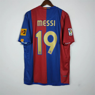 เสื้อกีฬาแขนสั้น ลายทีมชาติฟุตบอล Barcelona RONALDINHO MESSI 06-07 ชุดเหย้า คุณภาพสูง สไตล์เรโทร