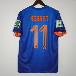 เสื้อกีฬาแขนสั้น ลายทีมชาติฟุตบอล Holland SNEIJDER ROBBEN 2014 ชุดเยือน สไตล์เรโทร คุณภาพสูง