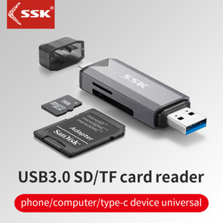 SSK เครื่องอ่านบัตร TF SD Card Reader OTG USB C Card adapter for TF SD Card SCRM390