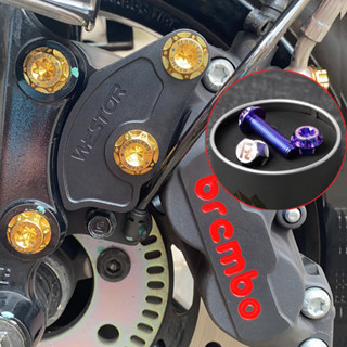 Flawlessti Gr5 สลักเกลียวคาลิปเปอร์เบรกไทเทเนียม กันขโมย สําหรับ Brembo Nissin Anchor Frando Adelin 2 Piston 4 M8x20-48 M10x25x1.25 1.5 Pitch