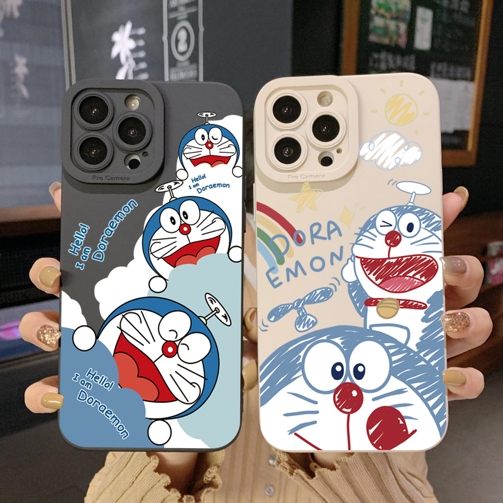 เคสป้องกันโทรศัพท์มือถือ ขอบสี่เหลี่ยม พิมพ์ลายโดราเอมอน สําหรับ Samsung Galaxy A55 A33 A53 A73 5G A32 A52S A72 A31 A41 A71