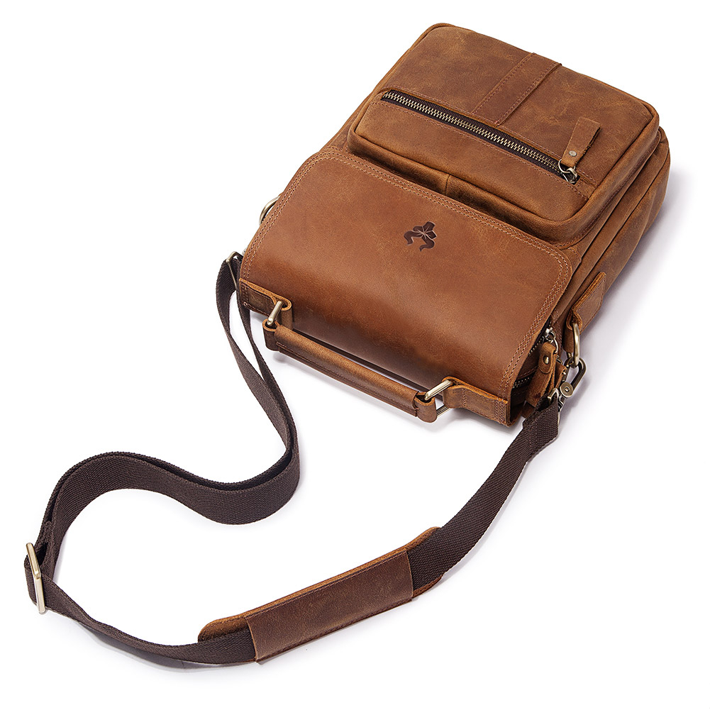 Humerpaul Crazy Horse กระเป๋าสะพายไหล่ หนังเทียม สําหรับผู้ชาย MH645【โปรโมชั่น ลดราคา】