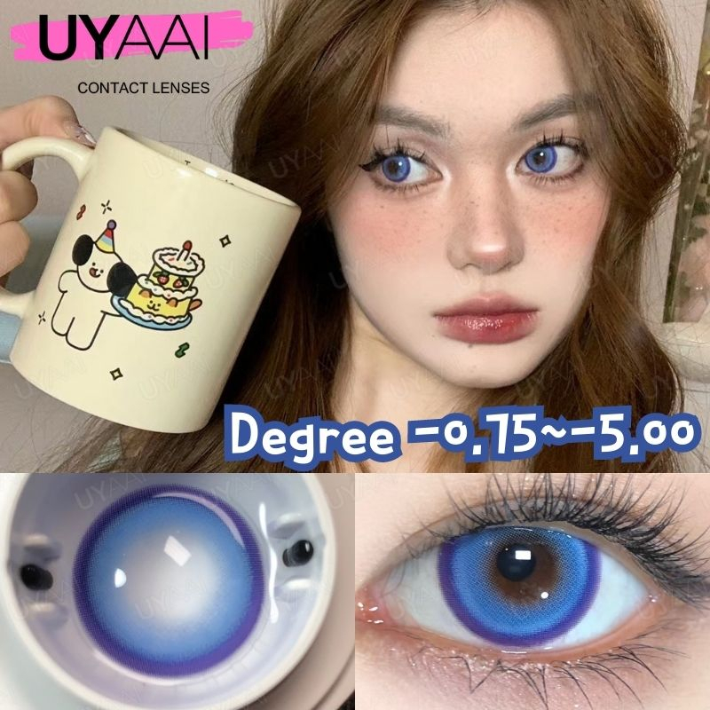 【ตาโต 14.5 มม.】UYAAI x FRESHLADY คอนแทคเลนส์สายตาสั้น 0.00~5.00 สีฟ้า 2 ชิ้น ต่อคู่