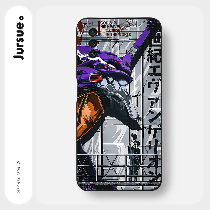 JURSUE เคสไอโฟน เคสซิลิโคนนุ่มกันกระแทกการ์ตูนอนิเมะตลก เคสโทรศัพท์ สีดำ Compatible for POCO X3 Pro GT NFC F3 F4 M4 M3 M2 Redmi Note 9 10 11 9S 10S Xiaomi พลัส Y3384