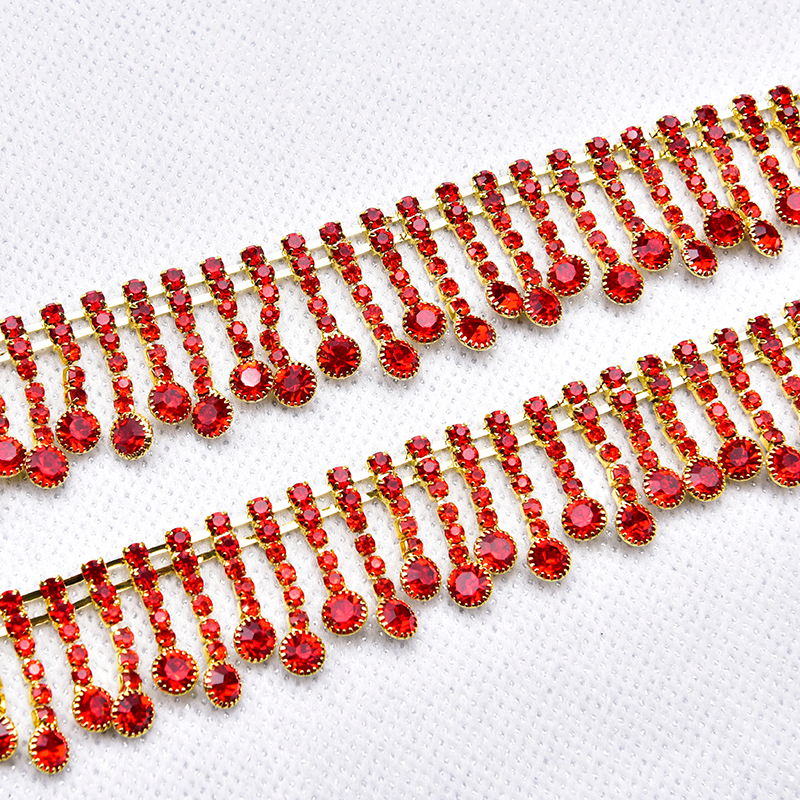 หนาแน่น Rhinestone พู่โซ่แฟนซีแก้วคริสตัลรอบจี้ตัดแต่ง Fringe เย็บบนเสื้อผ้ากระเป๋าชุดแต่งงาน DIY - รูปที่ 4