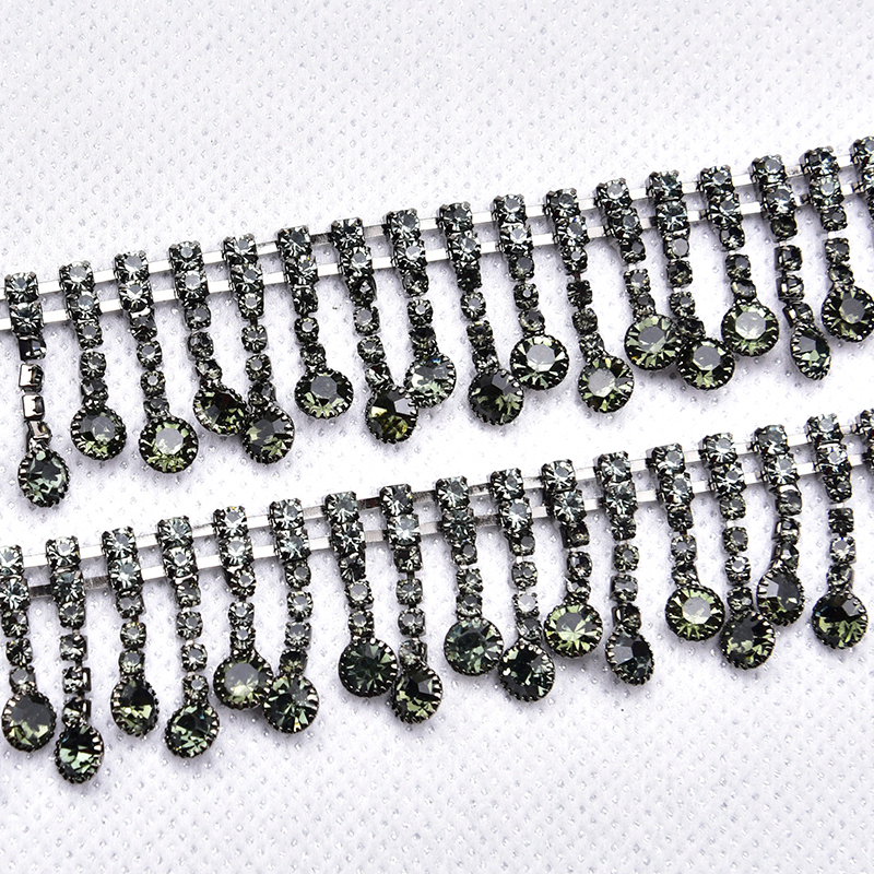 หนาแน่น Rhinestone พู่โซ่แฟนซีแก้วคริสตัลรอบจี้ตัดแต่ง Fringe เย็บบนเสื้อผ้ากระเป๋าชุดแต่งงาน DIY - รูปที่ 5