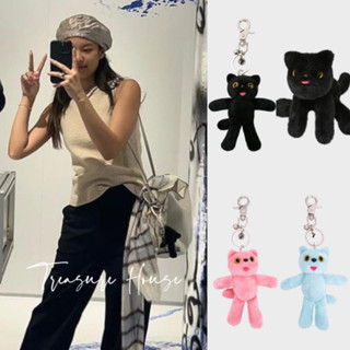 Th พร้อมส่ง~ พวงกุญแจ จี้ตุ๊กตาการ์ตูนแมวน้อยน่ารัก สีดํา สไตล์เกาหลี