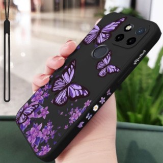 เคสโทรศัพท์มือถือ ซิลิโคน ลายผีเสื้อ สีม่วง สําหรับ OPPO A15 A15S A35 A16 A16K