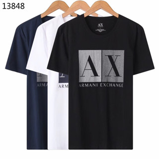 Armani เสื้อยืดแขนสั้นลําลอง พิมพ์ลายโลโก้ตัวอักษร ขนาดใหญ่ สําหรับผู้ชาย 34H3S