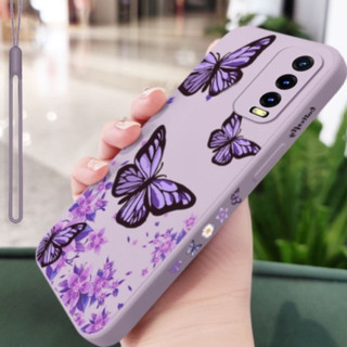 เคสโทรศัพท์มือถือซิลิโคน ป้องกันรอบด้าน ลายผีเสื้อ สีม่วง สําหรับ Samsung A50 A30S A50S