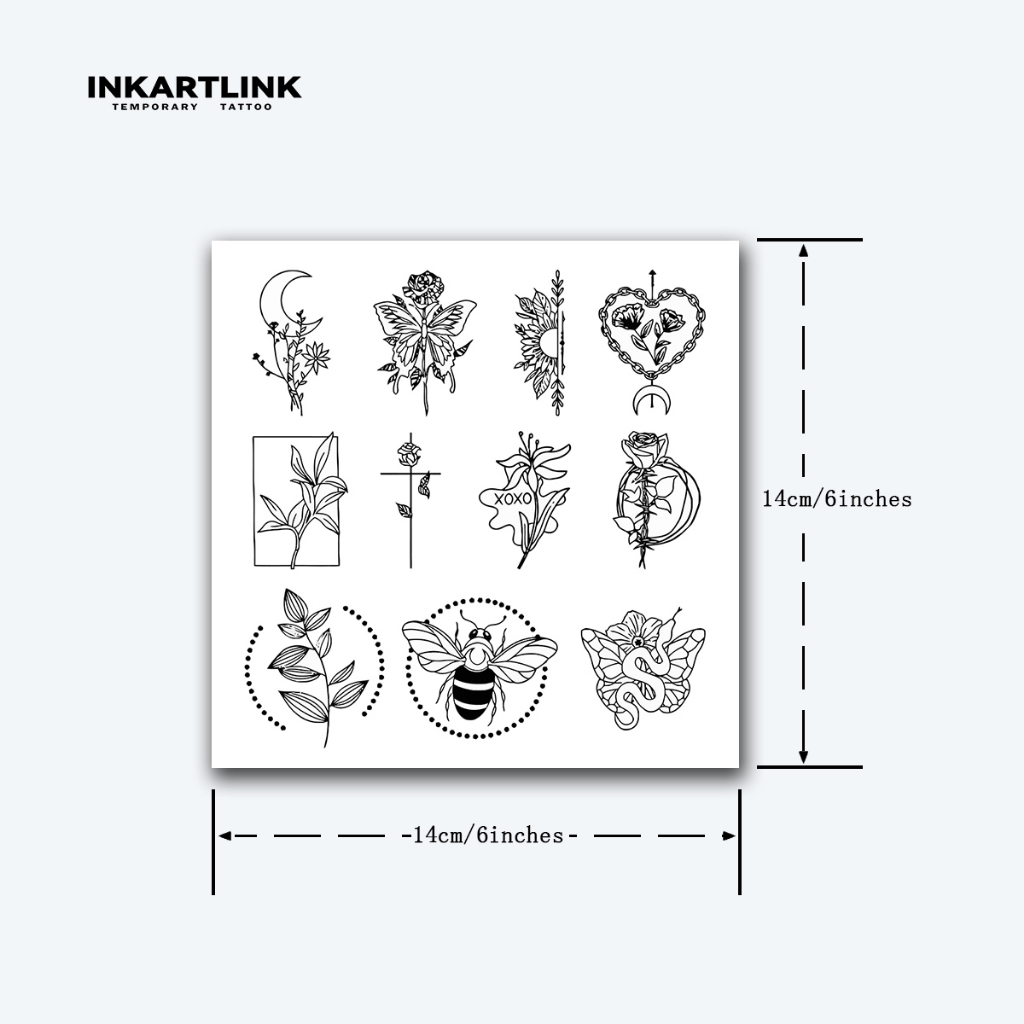 ลายดอกไม้เล็กๆ 11 ดอก สติกเกอร์รอยสักชั่วคราว รอยสักมายากลกันน้ำติดทนนาน รอยสักปลอมยาวนานถึง 15 วัน รอยสักกึ่งถาวร