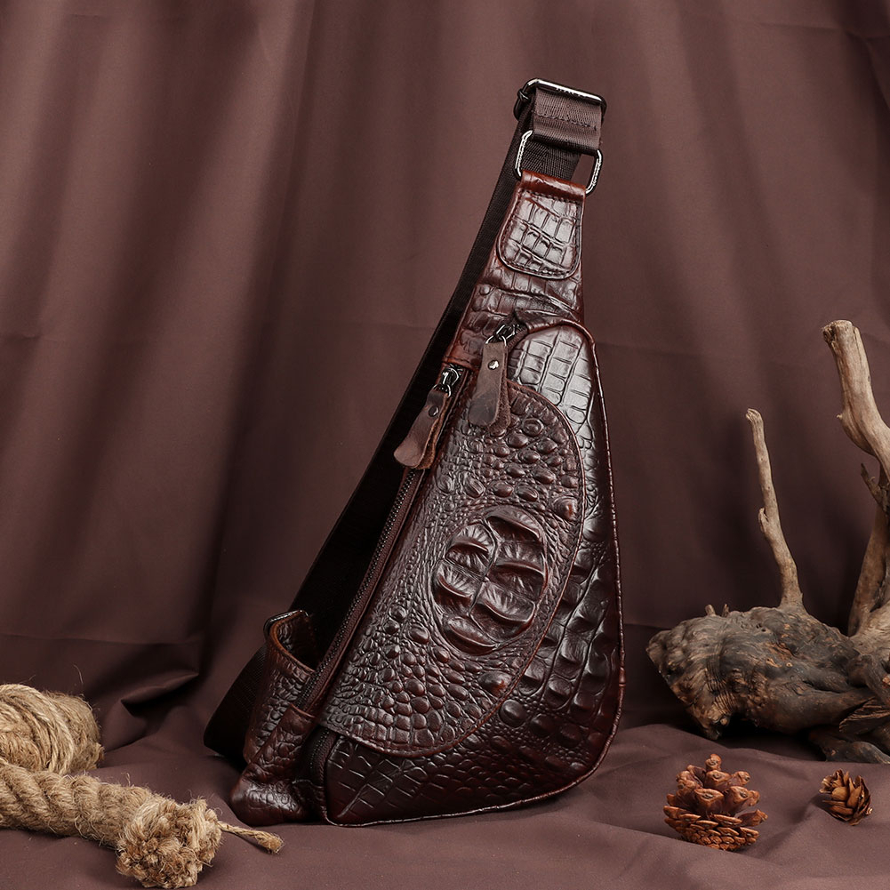 HUMERPAUL Messenger Bag Genuine Leather Crocodile Design MH629