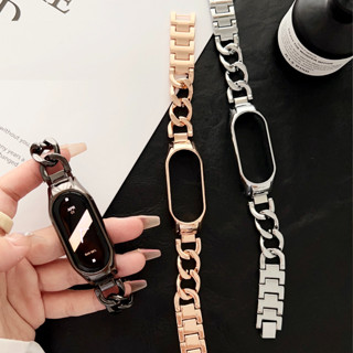 สายนาฬิกาข้อมือ โลหะ แบบเปลี่ยน สําหรับ Chian Strap Xiaomi mi band 8 สายนาฬิกา Stainless Steel สายนาฬิกา mi band 8 สาย Smart Band 8 Replacement Loop สาย mi band 8 Strap