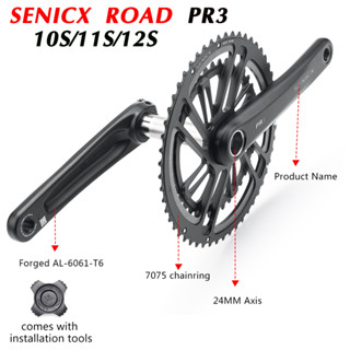 Senicx จานหน้าจักรยาน PR3 165 170 175 มม. 46-30T 50-34T 52-36T 53-39T ความเร็ว 10 11 12 Bb24 มม.