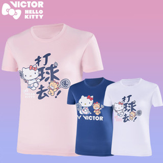 Victor "HELLO KITTY" เสื้อแจ็กเก็ต เสื้อกีฬา คอกลม แขนสั้น ลายแบดมินตัน