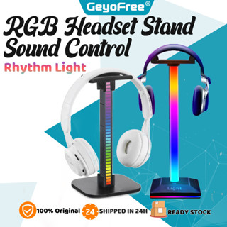 GeyoFree Headset Stand ที่แขวนหูฟัง สแตนหูฟัง ขาตั้งหูฟัง มีแสงไฟ RGB เป็น ขาตั้งหูฟัง ไฟ LED ควบคุมด้วยเสียง จังหวะ โคมไฟโดยรอบ ที่วางหูฟัง ที่วางหูฟังเกมมิ่ง ที่วางหูฟังแบบครอบหู